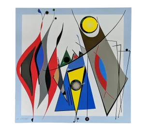 Atsuko Okamoto Abstract Serigraph A. P. "Harmony 2 " Signed on Canvas