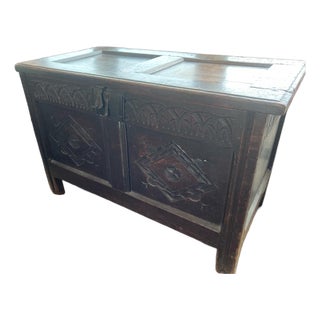 18th Century Carved Oak Chest For Sale