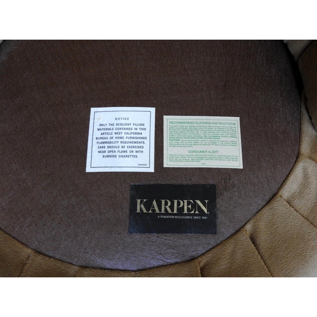 1970s Karpen of California Barrel 360 Swivel Lounge Chairs Camel Brown Plush - Set of 2 For Sale - Image 9 of 10