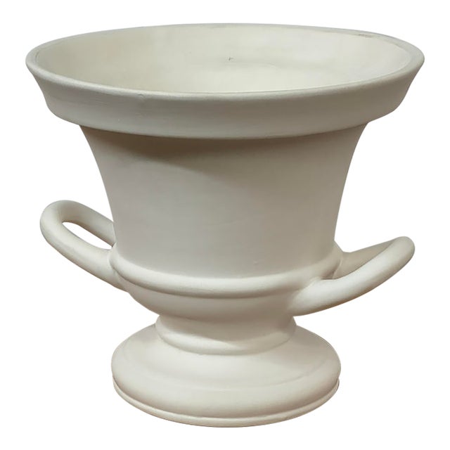 Double Handle Trophy Urn/Pedestal Vase, White For Sale