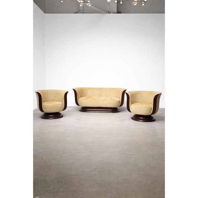 Art Deco Tulip 2-Seater Sofa and Club Chairs from Hotel Le Malandre, Set of 3 For Sale - Image 11 of 11