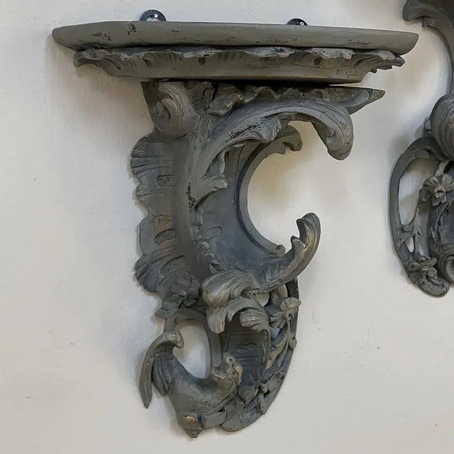 Pair 18th Century Rococo Period Painted Wall Sconces For Sale - Image 12 of 13