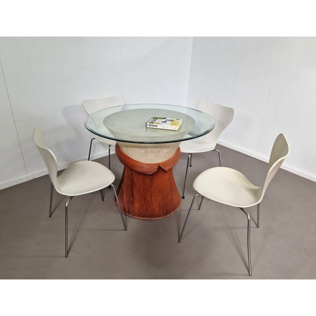 Vintage Dining Table in Stone and Pencil Reed, 1970s, in Very Good conditions. Designed 1980 to 1989