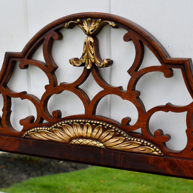 Antique Chippendale Mahogany Fretwork Wall Mirror Gilt Shell Accents For Sale - Image 9 of 15