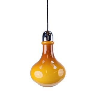 Vintage Scandinavian Drop Pendant Lamp in Brown Opal Glass and Chrome from Peill & Putzler, 1960s For Sale