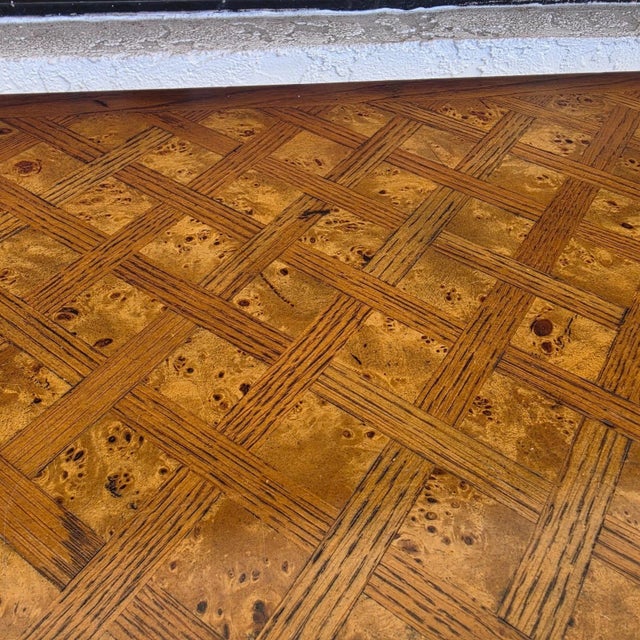 Theodore Alexander Burl Parquetry Console Table With 4 Drawers For Sale - Image 17 of 18