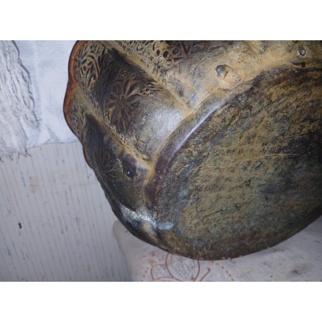 Late 19th Century Late 19th Century Victorian Repousse Copper Floral Scalloped Jardiniere Planter For Sale - Image 5 of 8