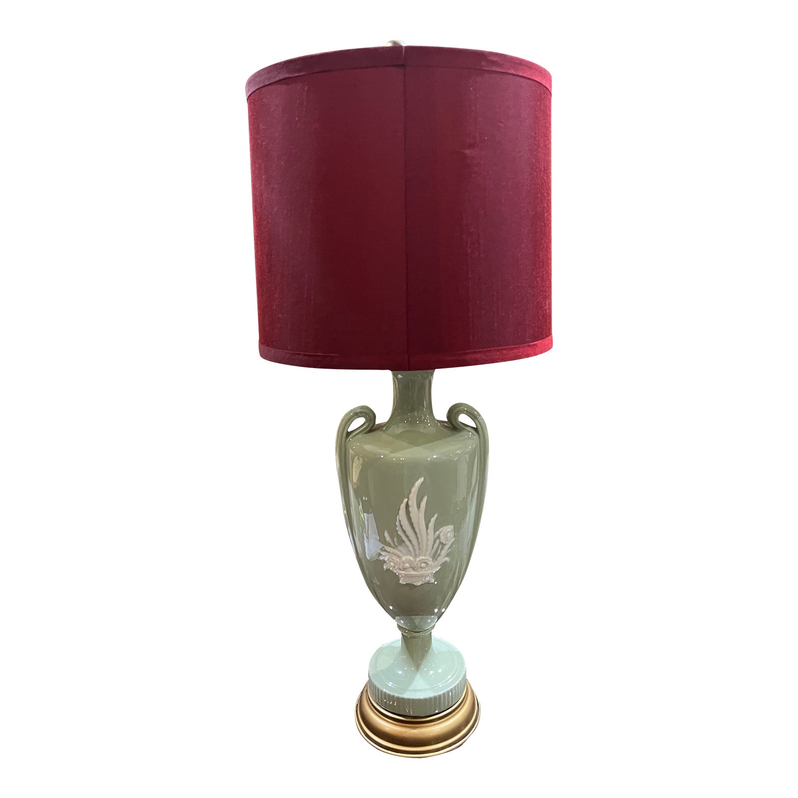 Mid 20th Century Vintage Green Jasperware Style Urn Lamp Chairish