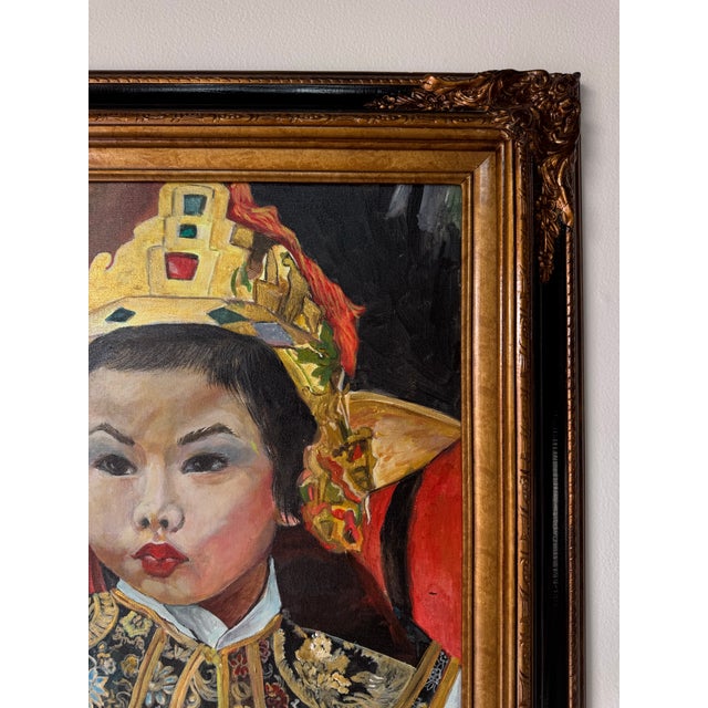 Vintage Haruko Japanese Girl Portrait Oil on Canvas Painting, Wood Framed For Sale In Miami - Image 6 of 10