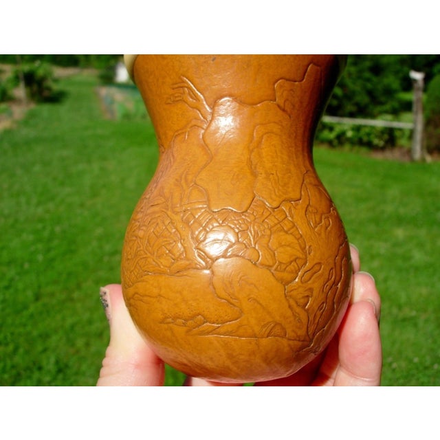 Chinese Excellent ChiAntique Chinese Molded Gourd Cricket Cage With Landscape Scene, 18th/19th Century For Sale - Image 3 of 9