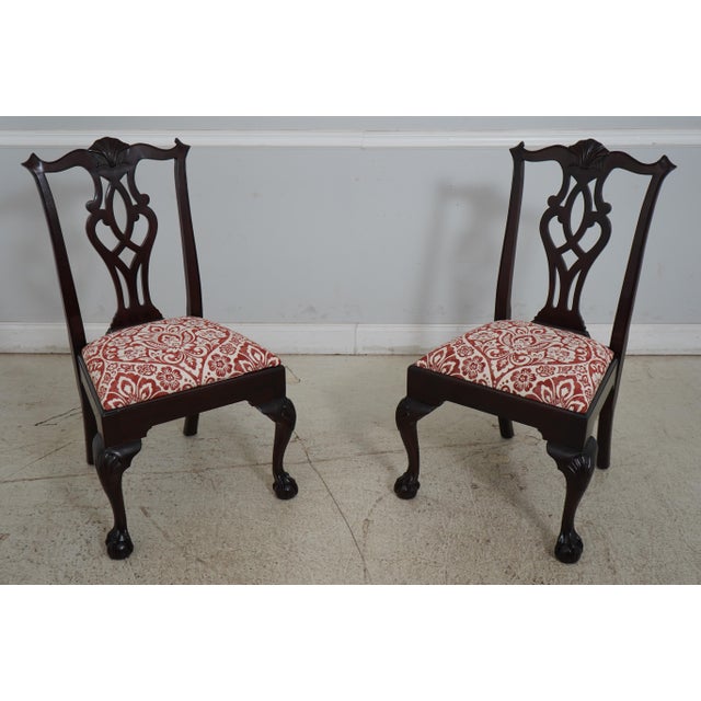 Set of 10 Stickley Chippendale Mahogany Dining Room Chairs For Sale - Image 9 of 12