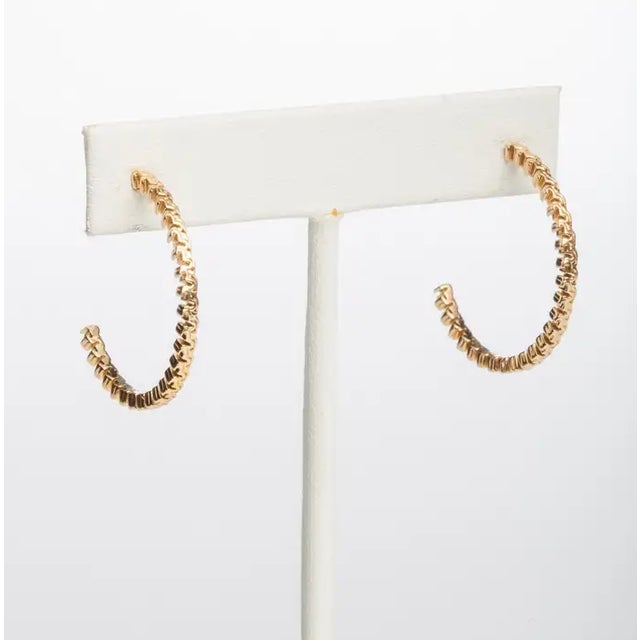 Pair of 18 Karat Gold Textured Hoops For Sale - Image 4 of 7