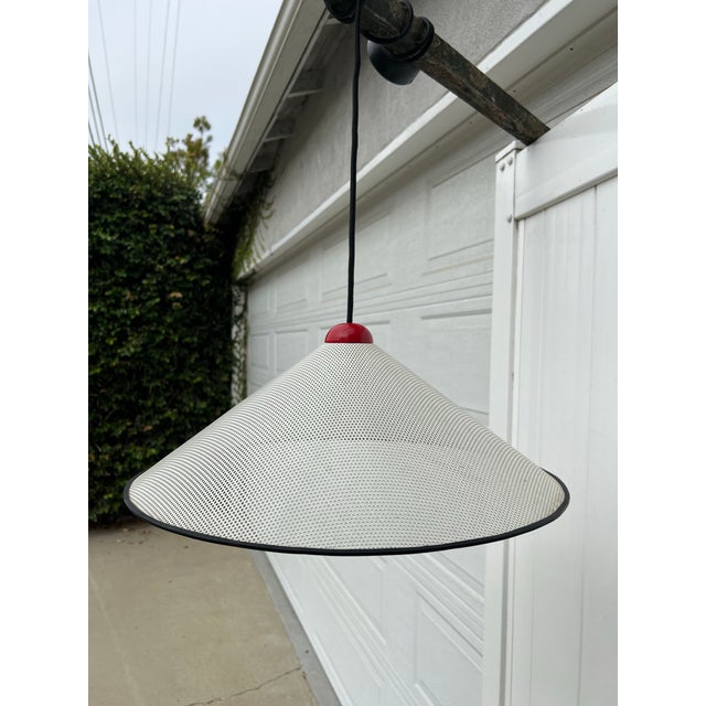 Mid-Century Modern Postmodern Perforated Pendant Light in the Style of Ron Rezek or Mathieu Matégot For Sale - Image 3 of 10