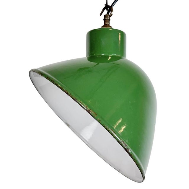Industrial Green Enamel Factory Pendant Lamp, 1960s For Sale - Image 17 of 17