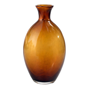 Late 20th Century Amber Art Glass Bottle Vase – Tall Sculptural Form in Warm Honey Brown 192