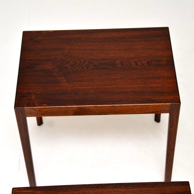 Wood Vintage Danish Nesting Tables attributed to Rosengren Hansen, 1960, Set of 3 For Sale - Image 7 of 11