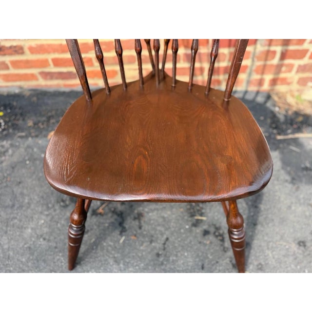 Farmhouse Vintage Windsor Style Hoop BraceBack Oak Side Chair For Sale - Image 3 of 18