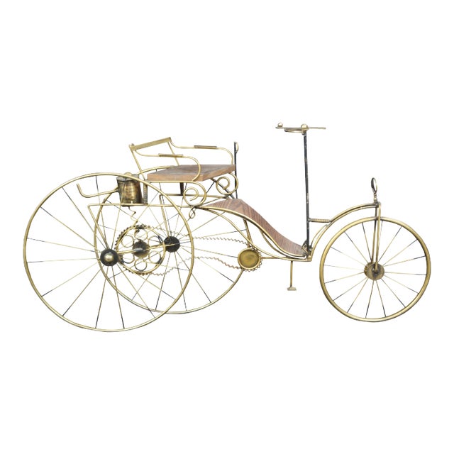 1986 Curtis Jere Karl Benz Mercedes Brass Bicycle Sculpture Mid Century Modern For Sale