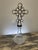 Gothic Handmade Crystal Cross Assemblage Sculpture on Cut Glass Bottle For Sale - Image 3 of 7