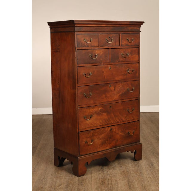 Chippendale Antique 18th Century American Walnut Tall Chest Of Drawers For Sale - Image 3 of 18