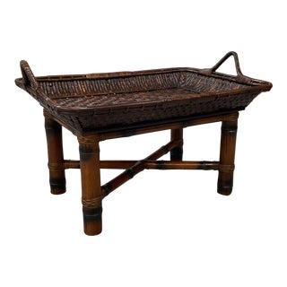 Ralph Lauren Bamboo & Rattan Tray Top Cocktail Table For Sale