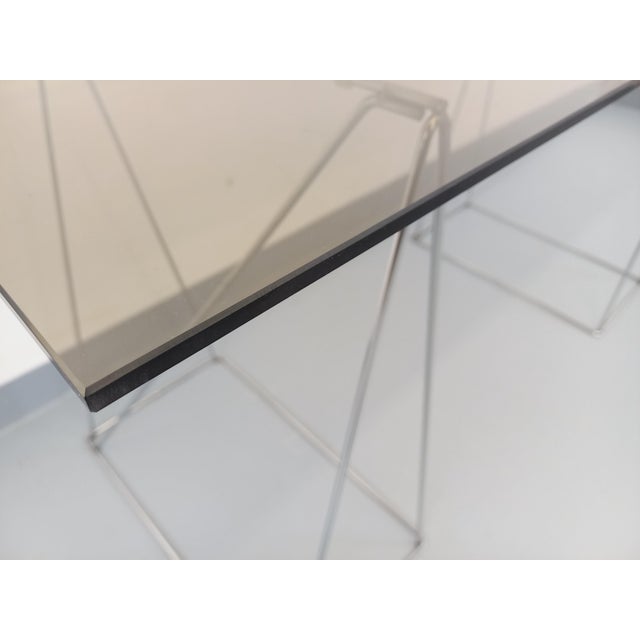 Mid-Century Modern Vintage Desk in Smoked Glass and Chrome Metal, 1970s For Sale - Image 3 of 18