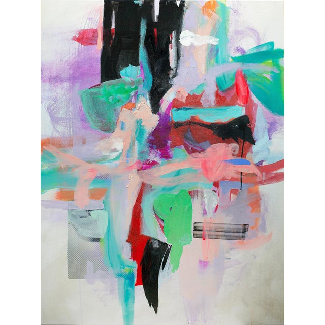 "Feeling Fine" Contemporary Abstract Expressionist Mixed-Media Painting by Sara Abbott For Sale