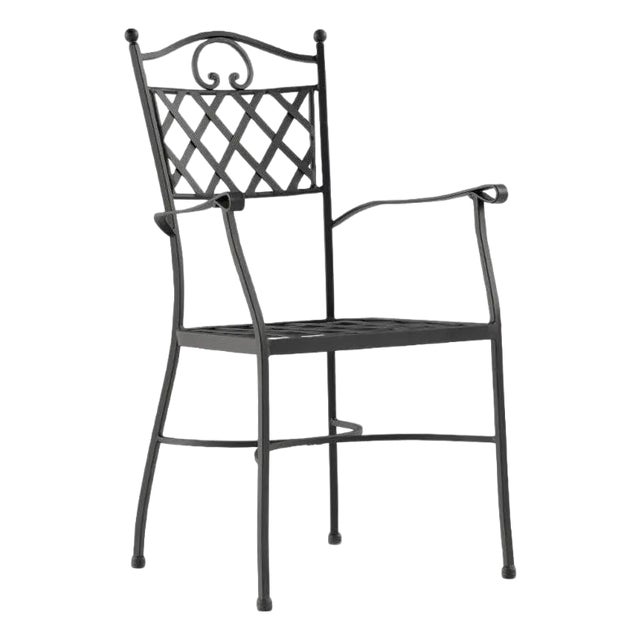 Armchair / Chair in Wrought Iron, Garden Furniture, Indoor and Outdoor For Sale