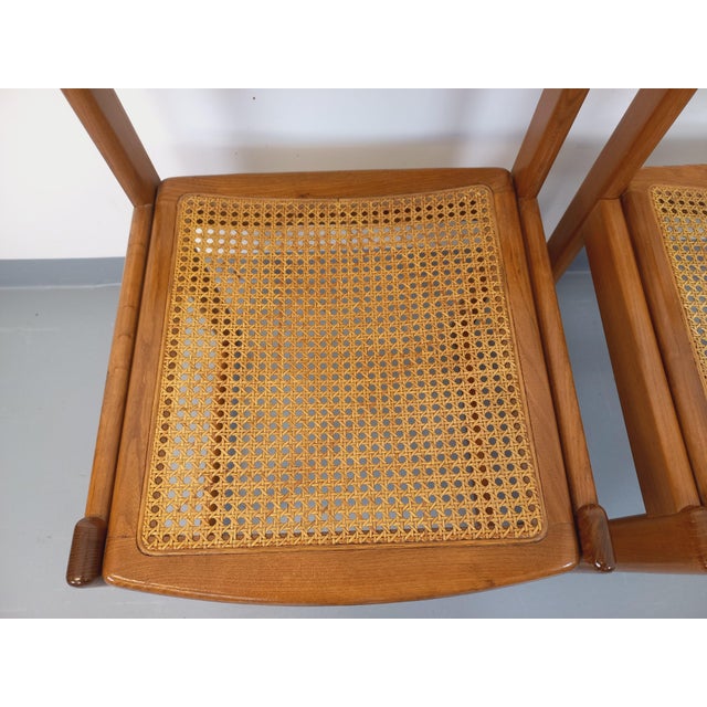 1970s Vintage Sleigh Chairs in Beech and Cane, 1970s, Set of 2 For Sale - Image 5 of 18