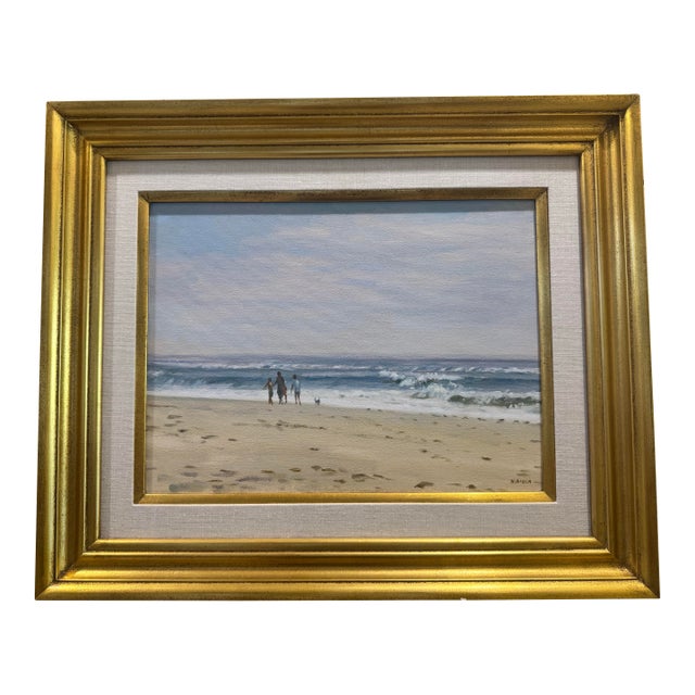 Original Oil Painting “End of Summer” by Nicky Gioia Mitchell – Coastal Beach Scene, Framed For Sale