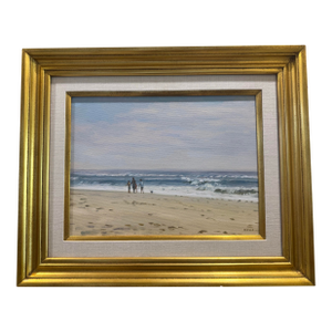 Original Oil Painting “End of Summer” by Nicky Gioia Mitchell – Coastal Beach Scene, Framed
