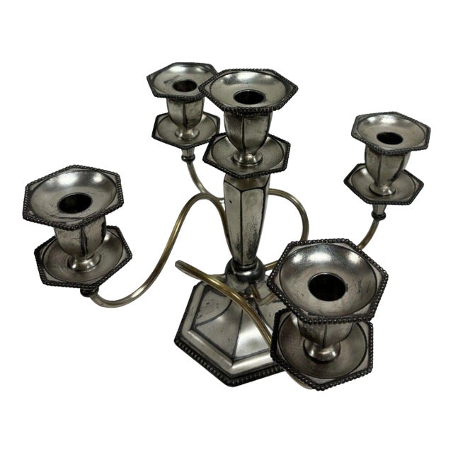 Vintage "Rogers" Silver Plated-5 Arms Candelabra For Sale