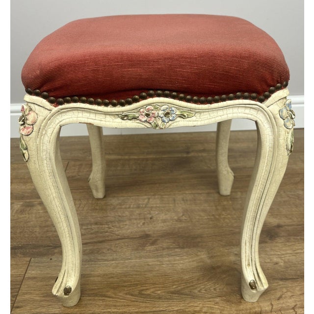 Vintage French Upholstered Ottoman For Sale - Image 13 of 13