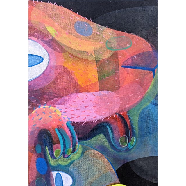Textile Cecilia Beaven Contemporary Abstract Pink and Blue Toned Biomorphic Rabbit Figure Painting, 2021 For Sale - Image 7 of 12