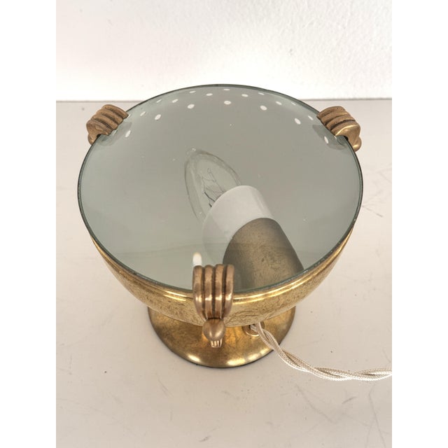 Vintage Italian Brass and Glass Table Lamp from Fontana Arte, 1950s For Sale - Image 13 of 18