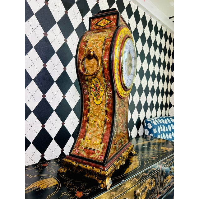 Castilian Imports Oversized Italian Florentine Style Hand-Painted Mantel Clock For Sale - Image 13 of 18