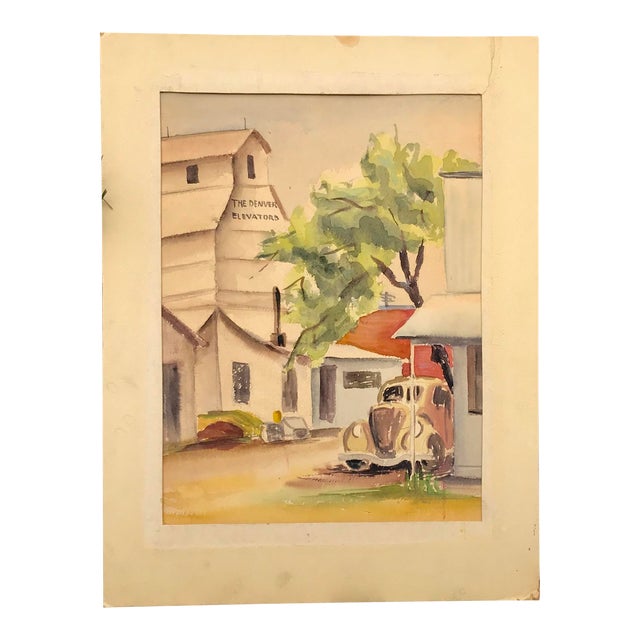 1930s Regionalist Watercolor Painting For Sale