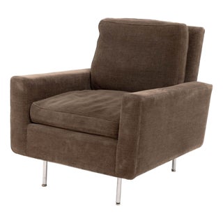 Mid-Century Modern Chenille Upholstered Easy Chair For Sale