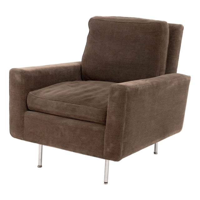 Mid-Century Modern Chenille Upholstered Easy Chair For Sale
