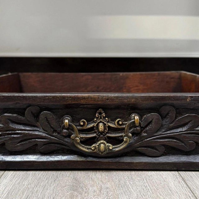Antique Gothic Style Side Table in Carved Oak, 1800s For Sale - Image 10 of 12