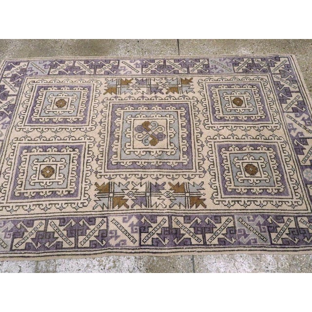 Mid 20th Century Galerie Shabab Collection Mid-20th Century Turkish Anatolian Throw Rug For Sale - Image 5 of 6