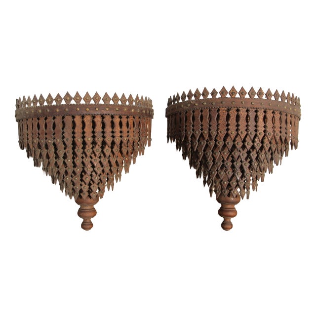 Tramp Art Wall Brackets, Set of 2 For Sale
