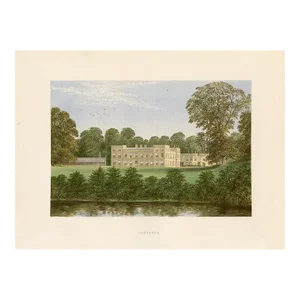 Late 1800s, Ugbrooke Print, Seats of Nobility and Gentlemen, Original Antique Landscape Print, Chromolithograph, England