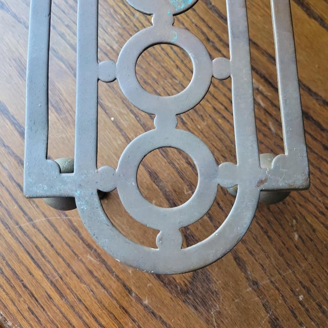 Antique Footman 1910 Solid Brass Kettle Stand Trivet English Plant Pot Riser William Tonks & Sons Stamped For Sale - Image 4 of 18