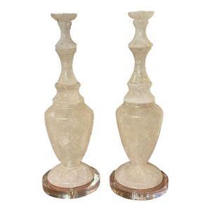 Large Pair of Polished Rock Crystal Lamps