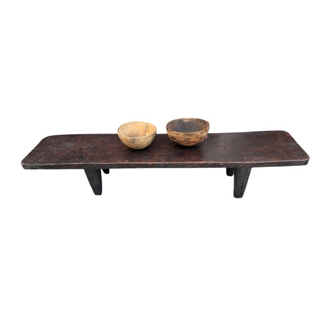 Brown Vintage Large-Tribal-Wood-Senufo-Coffee-Table stool-78.5" W For Sale - Image 8 of 10