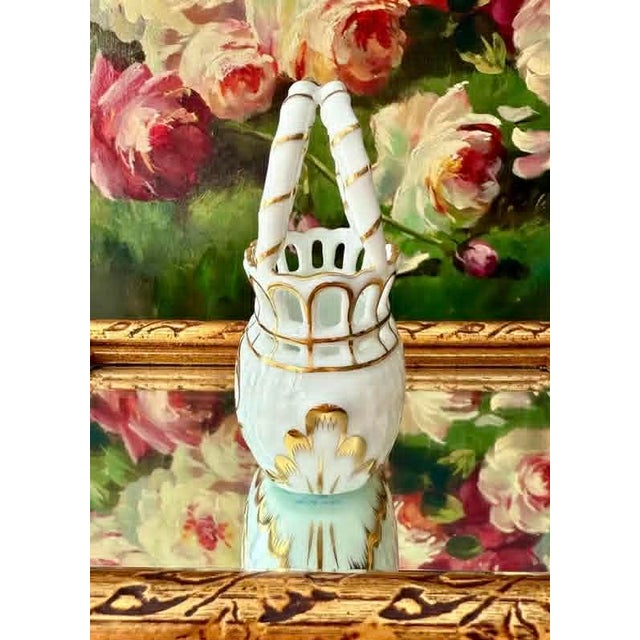 Herend Herend Hungarian Vintage Mini Hand-Painted Porcelain Basket With Handle - Made in Hungary For Sale - Image 4 of 10