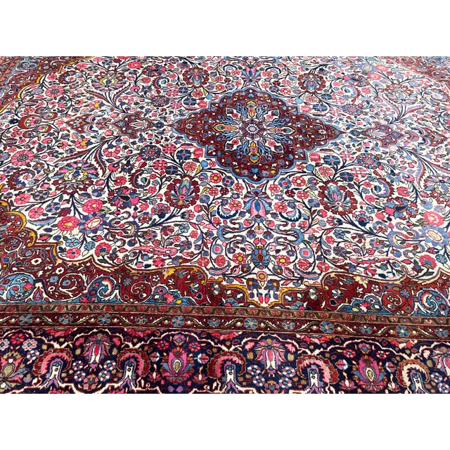 Textile Antique Persian Dabir Kashan Carpet, 8'7" × 11'8" For Sale - Image 7 of 10