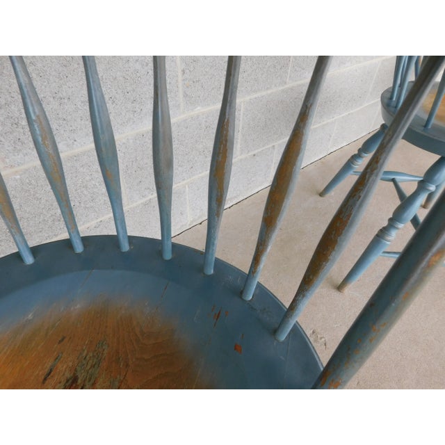 Late 20th Century Set of 4 Bow Back High Comb Back Windsor Side Chairs For Sale - Image 5 of 12