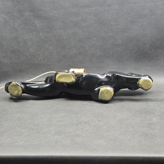 1950s Mid-Century Modern Royal China Black Ceramic Prowling Panther Planter Tv Lamp For Sale - Image 9 of 14